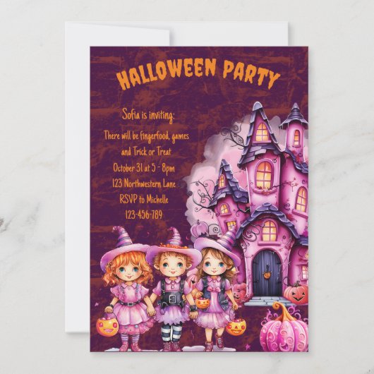 Schattigee Halloween uitnodiging voor kinderen (Voorkant)