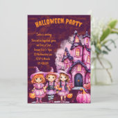 Schattigee Halloween uitnodiging voor kinderen (Staand voorkant)