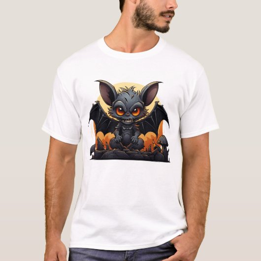 Schattigee Halloween Vampire Bat T-shirt (Voorkant)