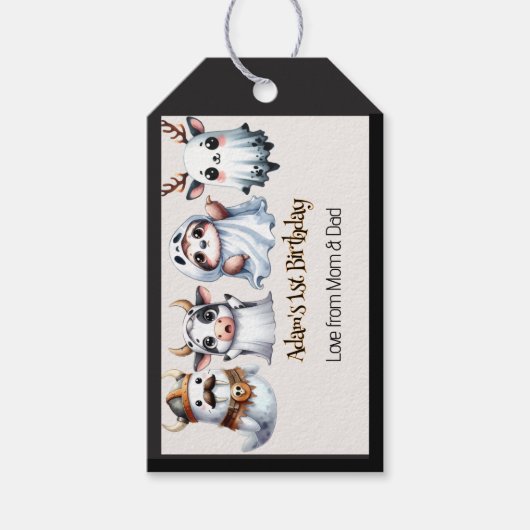 Schattigee Halloween verjaardag Cadeaulabel (Voorkant)