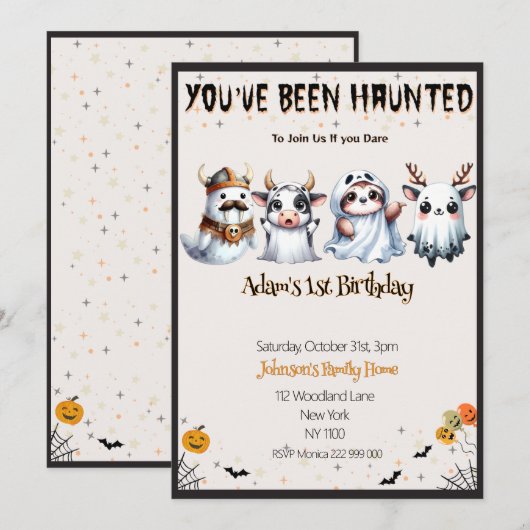 Schattigee Halloween verjaardag Kaart (Voorkant / Achterkant)