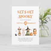 Schattigee Halloween Verjaardag Kinder Partij Kaart (Staand voorkant)