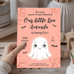 Schattigee Halloween Verjaardag met Kawaii Ghost & Kaart