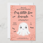 Schattigee Halloween Verjaardag met Kawaii Ghost & Kaart (Voorkant)