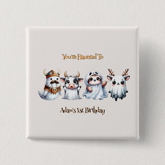 Schattigee Halloween verjaardag Vierkante Button 5,1 Cm (Voorkant)