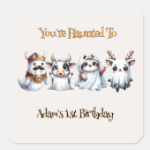 Schattigee Halloween verjaardag Vierkante Sticker (Voorkant)