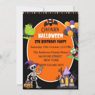 Schattigee Halloween verjaardagsuitnodiging Kaart