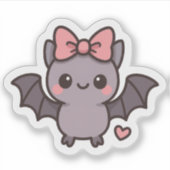 Schattigee Halloween vleermuis met roze boog Sticker (Voorkant)