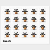 Schattigee halloween vleermuis op pompoen vierkante sticker (Vel)