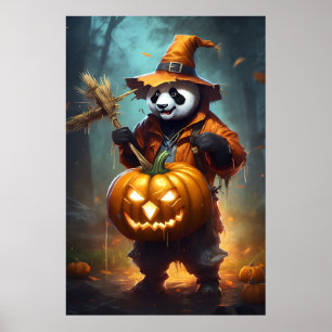 Schattigee Halloween vogelverschrikker Panda Poster