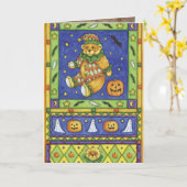 Schattigee Halloween Wenskaarten Kaart (Gele Bloem)