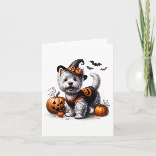Schattigee Halloween Westie T-shirt West Highland  Kaart (Voorkant)