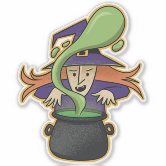 Schattigee Halloween Witch Casting Spell Sticker (Voorkant)