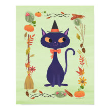 Schattigee Halloween Witch Cat Art Print