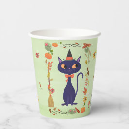 Schattigee Halloween Witch Cat Green Papieren Bekers