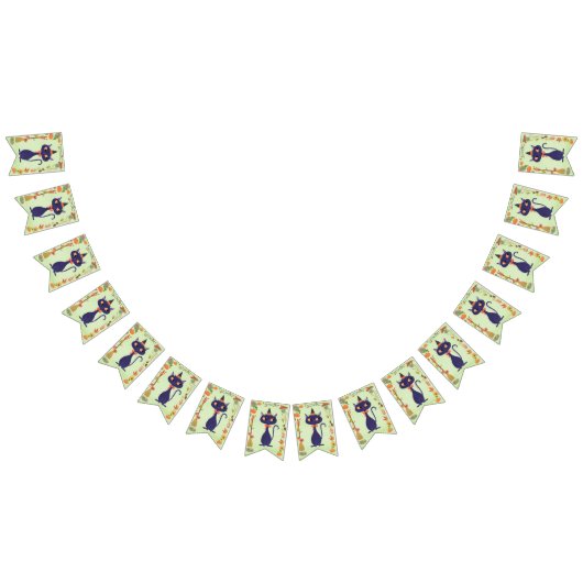 Schattigee Halloween Witch Cat Green Vlaggetjes (Alle)