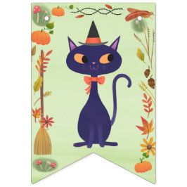 Schattigee Halloween Witch Cat Green Vlaggetjes