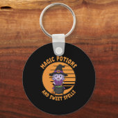 Schattigee Halloween Witch & Cauldron Sleutelhange Sleutelhanger (Voorkant)