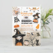 Schattigee Halloween Witch Kinder Partij Kaart (Staand voorkant)