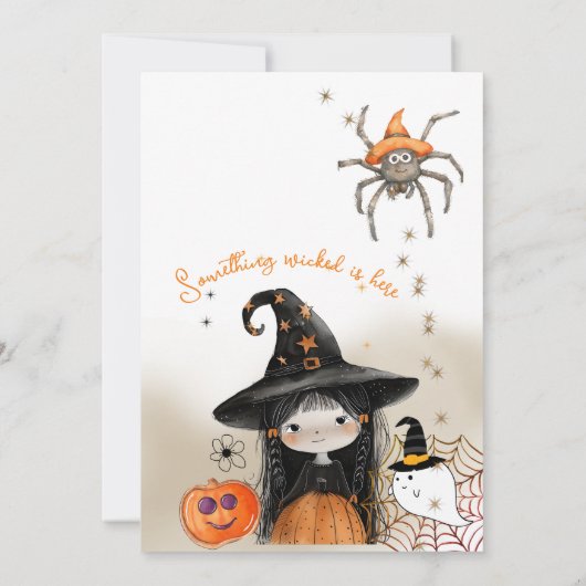 Schattigee Halloween Witch Kinder Partij Kaart (Achterkant)