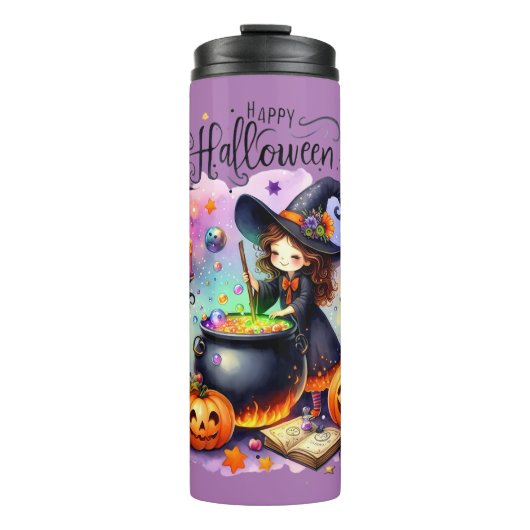 Schattigee Halloween Witch Tumbler Thermosbeker (Voorkant)