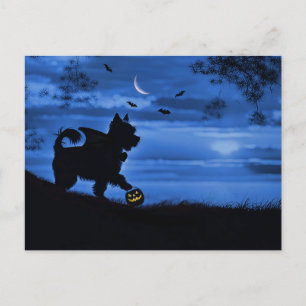 Schattigee Halloween Yorkie Trick of Treating Feestdagenkaart