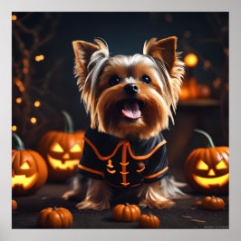 Schattigee Halloween Yorkshire Terrier Puppy Honde Poster