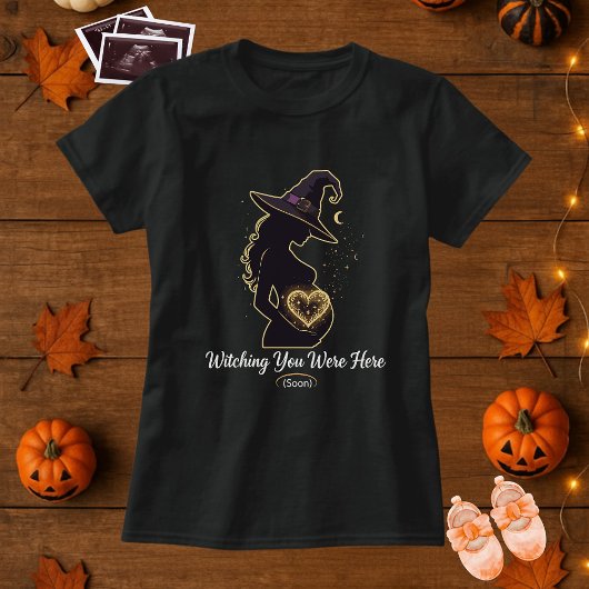 Schattigee Halloween zwangerschap heksen je was hi T-shirt