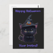 Schattigee Halloween zwarte kat Briefkaart (Voorkant / Achterkant)