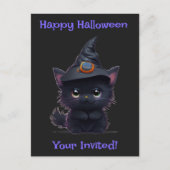 Schattigee Halloween zwarte kat Briefkaart (Voorkant)