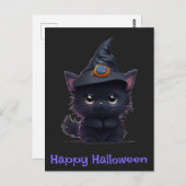 Schattigee Halloween zwarte kat Briefkaart (Voorkant / Achterkant)