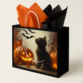 Schattigee Halloween zwarte kat geschenktas Groot Cadeauzakje