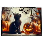 Schattigee Halloween zwarte kat geschenktas Groot Cadeauzakje (Achterkant)