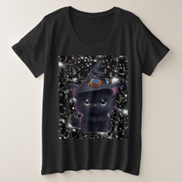 Schattigee Halloween zwarte kat Grote Maat T-shirt