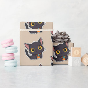Schattigee Halloween Zwarte Kat - Kindercadeau Cadeaupapier
