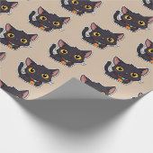 Schattigee Halloween Zwarte Kat - Kindercadeau Cadeaupapier (Hoek)