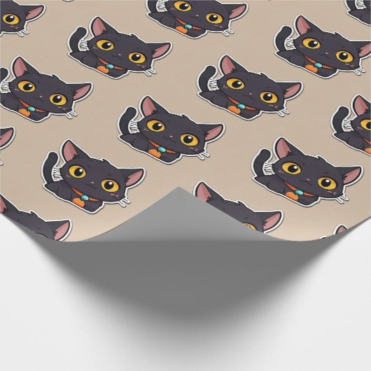 Schattigee Halloween Zwarte Kat - Kindercadeau Cadeaupapier (Hoek)