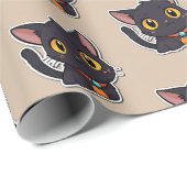 Schattigee Halloween Zwarte Kat - Kindercadeau Cadeaupapier (Rol Hoek)