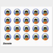 Schattigee Halloween Zwarte Kat met Pompoenen Stic Ronde Sticker (Vel)