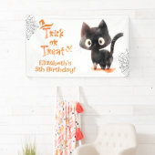 Schattigee Halloween zwarte kat Trick or treat ver Spandoek (Insitu)
