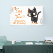 Schattigee Halloween zwarte kat Trick or treat ver Spandoek (Beurs)