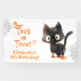Schattigee Halloween zwarte kat Trick or treat ver Spandoek