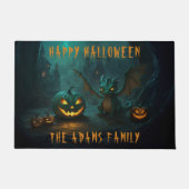 Schattigee Halloweendraak met enge pompoenen Deurmat (Voorkant)