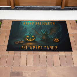 Schattigee Halloweendraak met enge pompoenen Deurmat