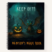 Schattigee Halloweendraak met enge pompoenen Notitieboek (Voorkant)