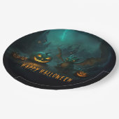 Schattigee Halloweendraak met enge pompoenen Papieren Bordje (Gekanteld)