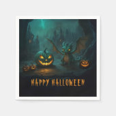 Schattigee Halloweendraak met enge pompoenen Servet (Voorkant)