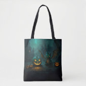 Schattigee Halloweendraak met enge pompoenen Tote Bag (Voorkant)