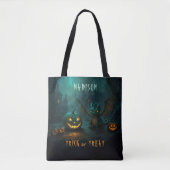 Schattigee Halloweendraak met enge pompoennaam Tote Bag (Voorkant)