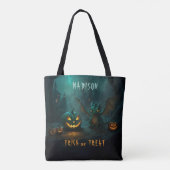 Schattigee Halloweendraak met enge pompoennaam Tote Bag (Achterkant)